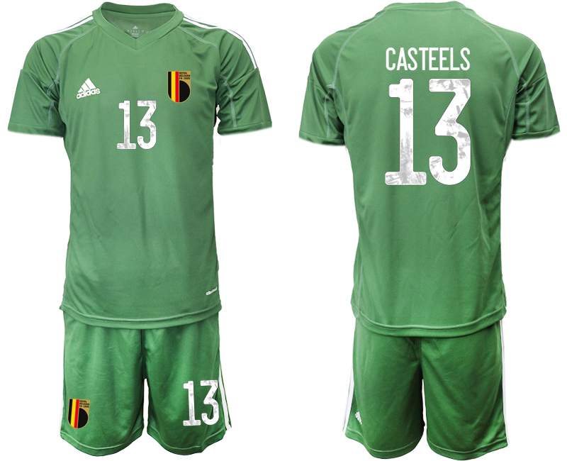 Men 2021 European Cup Belgium green goalkeeper #13 Soccer Jerseys2